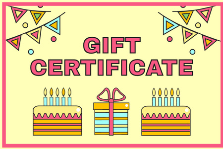 Ontwerpsjabloon van Gift Certificate van Verjaardagskortingsaanbieding op geel