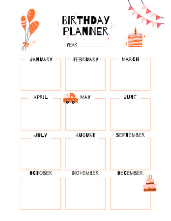 Designvorlage Geburtstagsplaner mit Partyattributen für Notepad 8.5x11in