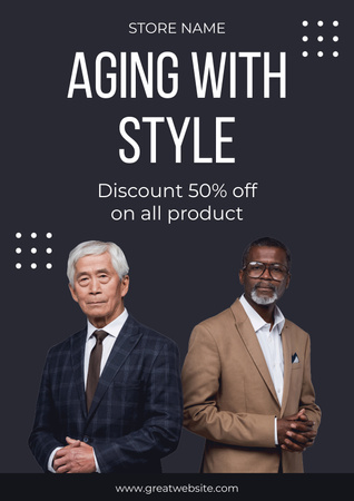 Oferta de venda de ternos formais para idosos Poster Modelo de Design
