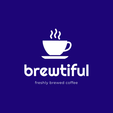 Cup with Hot Coffee on Blue Logo 1080x1080px Design Template