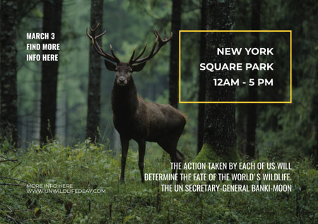 Ad of Park with Deer in Natural Habitat Poster B2 Horizontal Πρότυπο σχεδίασης