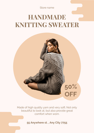 Handmade Knitted Sweaters for Sale Poster Design Template