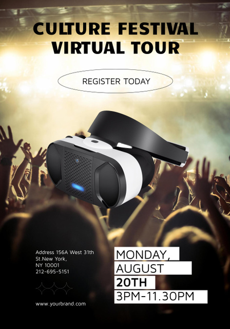 Virtual Festival Announcement with VR Headset Poster 28x40in Tasarım Şablonu
