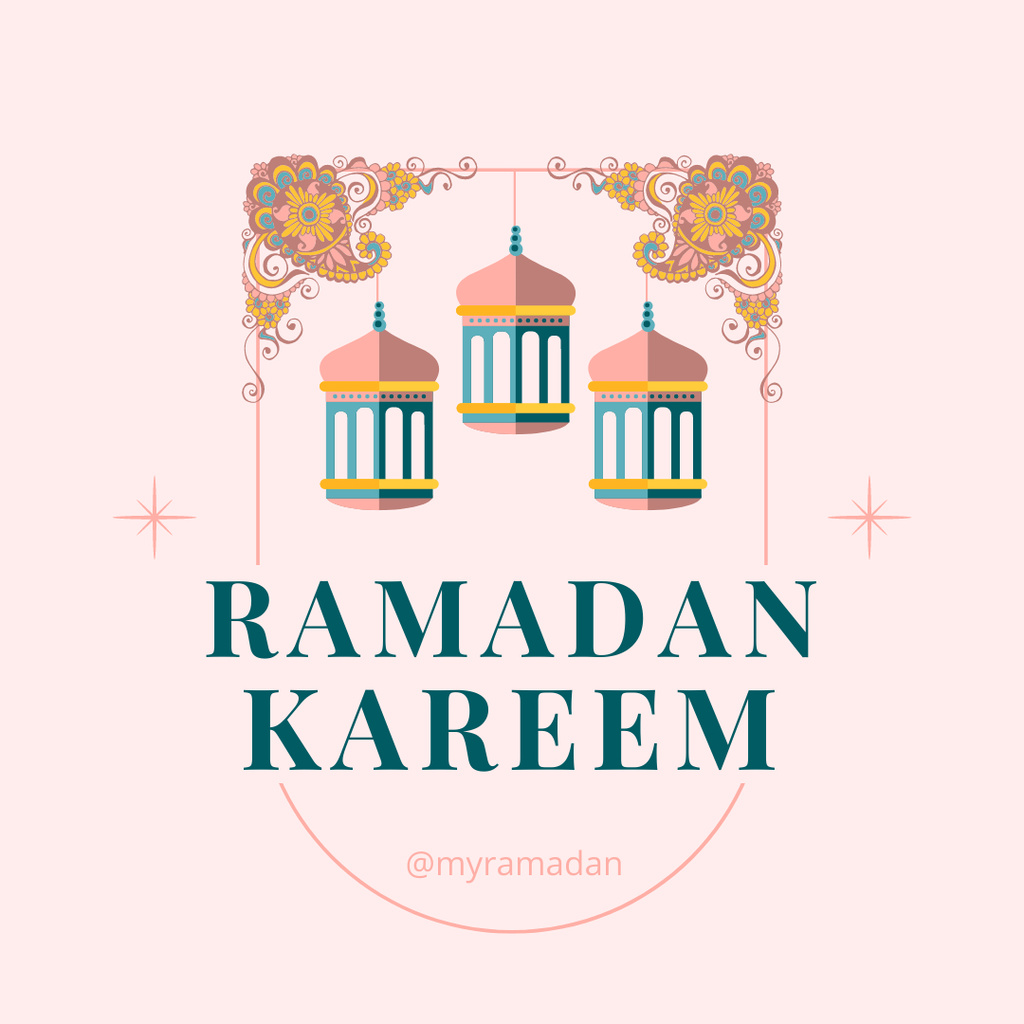Ramadan Greeting with Lanterns  Instagram Modelo de Design