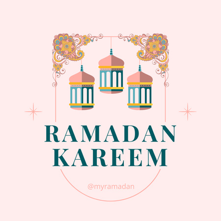 Ramadan Greeting with Lanterns  Instagram Design Template