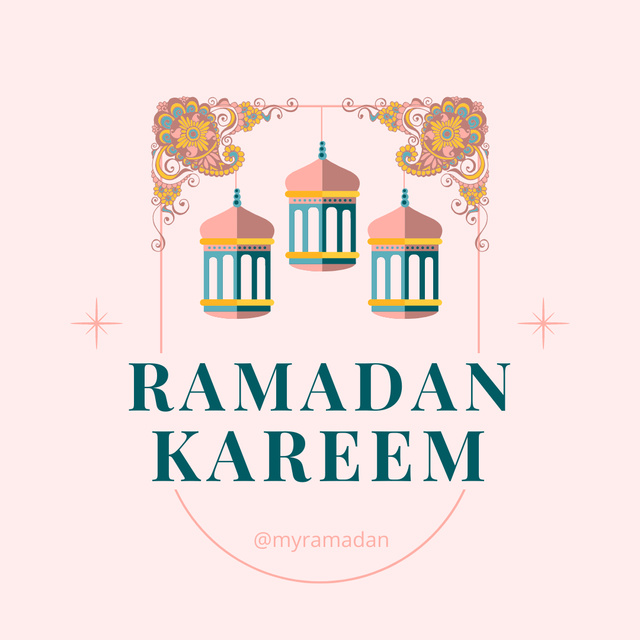 Modèle de visuel Ramadan Greeting with Lanterns  - Instagram