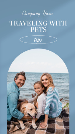 Happy Family Traveling with Retriever Dog Instagram Video Story Design Template