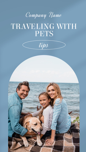 Designvorlage Happy Family Traveling with Retriever Dog für Instagram Video Story