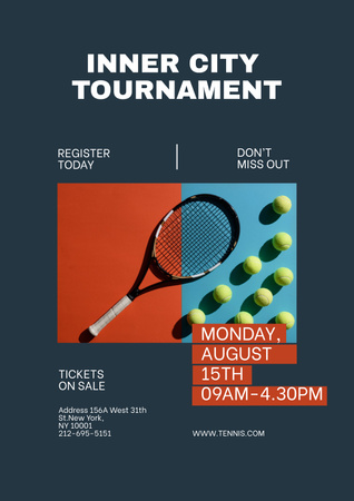 Inner Tennis Tournament Announcement Poster Design Template