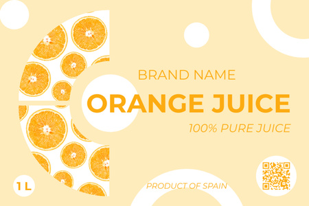 Pure Orange Juice Tag na žluté Label Šablona návrhu
