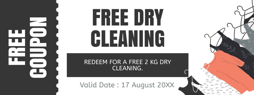 Offer of Free Dry Cleaning Services Coupon Πρότυπο σχεδίασης