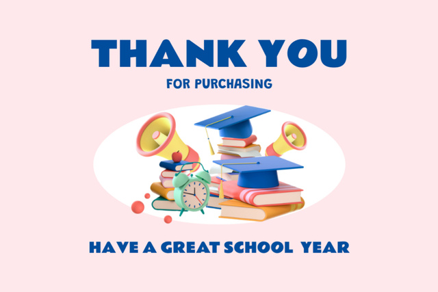 Back to School Best Wishes and Thanks for Purchase Postcard 4x6in Design Template