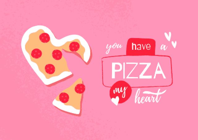 Cute Pizza in Heart Shape Card – шаблон для дизайна