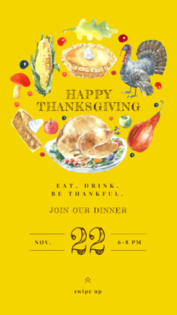 Platilla de diseño Thanksgiving Greeting with Traditional Food Instagram Story