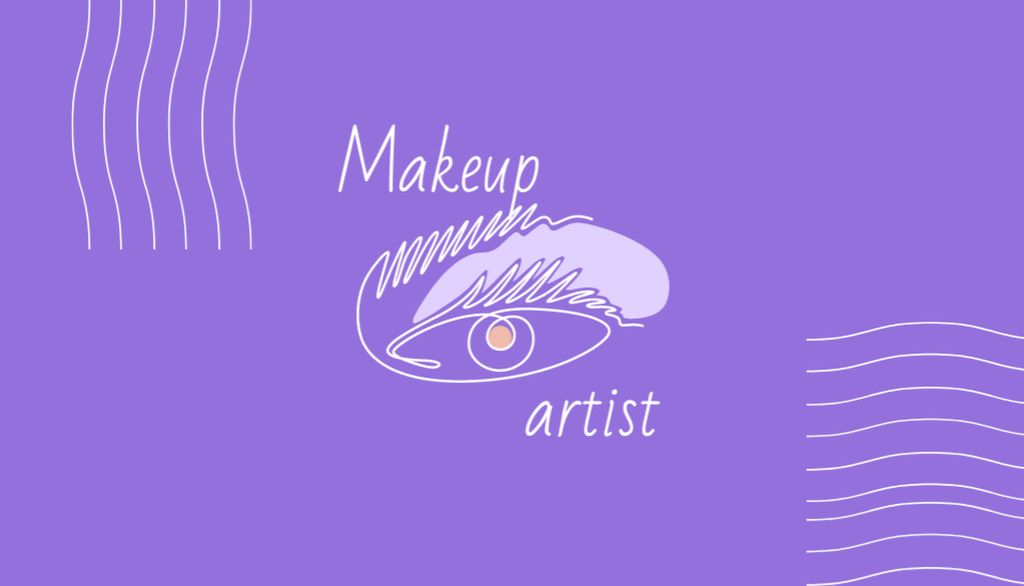 Makeup Artist Contacts Information in Purple Business Card US Πρότυπο σχεδίασης