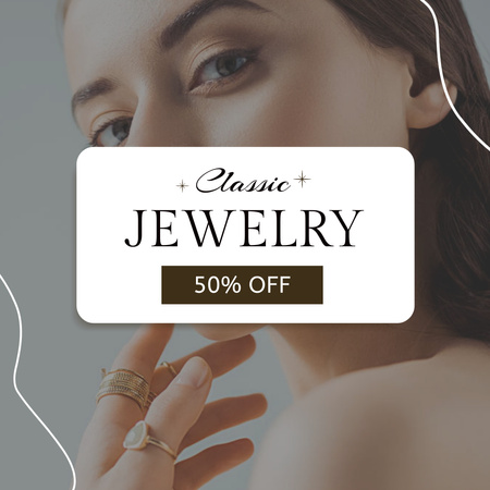 Ontwerpsjabloon van Instagram van Fashionable Female Jewelry Sale Ad
