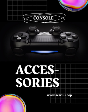 Gaming Gear Ad with Joystick on Black Poster 22x28in Design Template