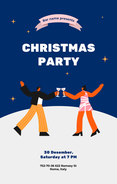 Christmas Party with Couple Having Fun Invitation 4.6x7.2in – шаблон для дизайна