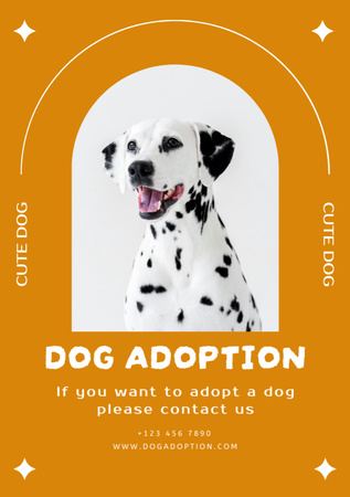 Dog Adoption Ad with Cute Dalmatian Flyer A5 Design Template