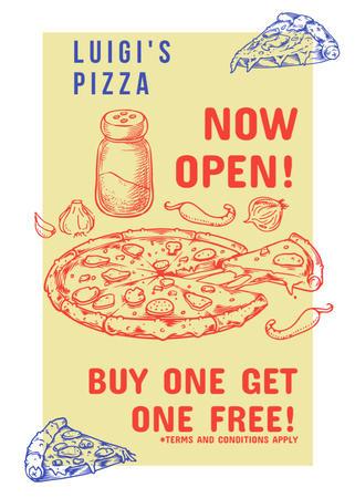 Promotional Offer for Opening of Pizzeria Flayer Design Template