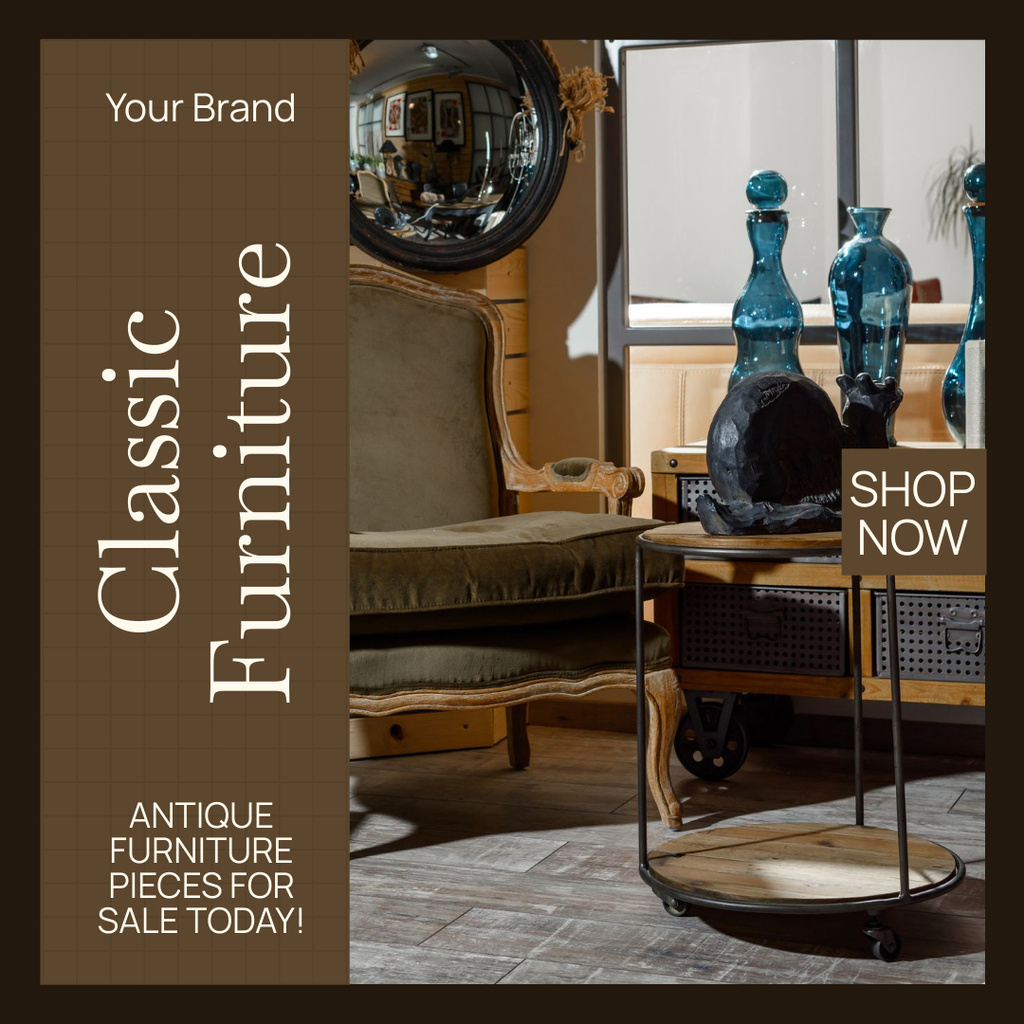 Antique-Revival Furnishings Sale Offer In Shop Instagram AD Modelo de Design
