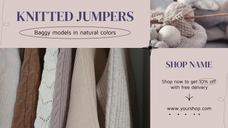 Handmade Knitted Jumpers In Baggy Style With Discount Full HD video Design Template