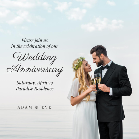 Pozvánka na výročí svatby s šťastný pár Instagram Šablona návrhu