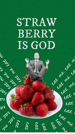 Funny Businessman meditating on Strawberries Instagram Story Design Template