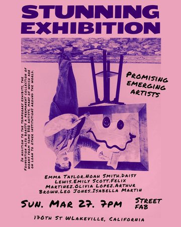 Art Exhibition Announcement in Retro Style Poster 16x20in Design Template