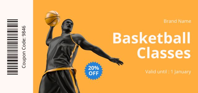 Basketball Trainings At Reduced Price Voucher Coupon Din Large Design Template