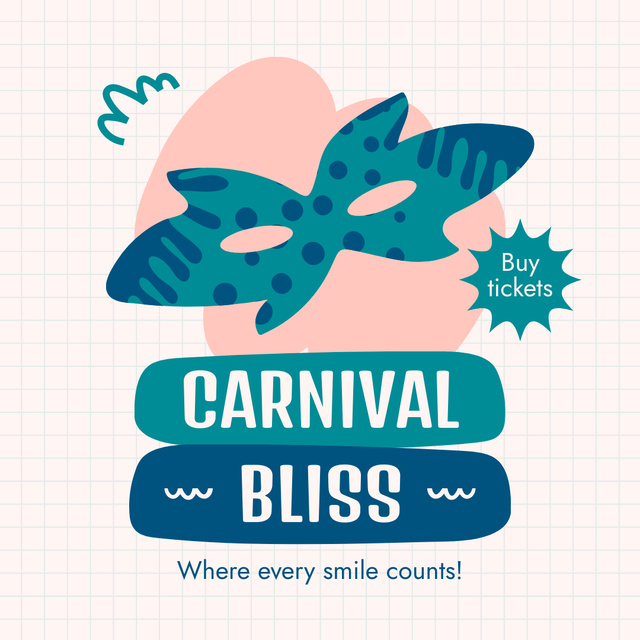 Dazzling Carnival With Masks Announcement Instagram Πρότυπο σχεδίασης