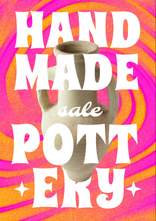 Designvorlage Handmade Pottery Promotion mit Tontopf für Flyer A7