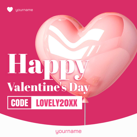 Happy Valentine's Day Greeting with Discount Offer Instagram AD Design Template