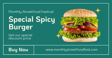 Modèle de visuel Annonce spéciale Burger épicé - Facebook AD