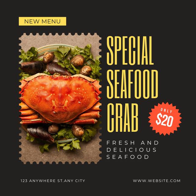 Template di design Special Seafood Offer with Crab Instagram
