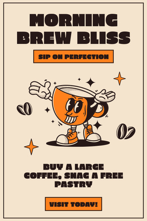 Ontwerpsjabloon van Pinterest van Geweldige koffie in beker met promo bij Coffee Shop