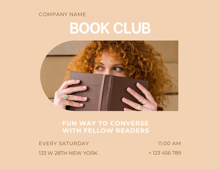 Book Club Membership Offer For Every Saturday Invitation 13.9x10.7cm Horizontal Design Template
