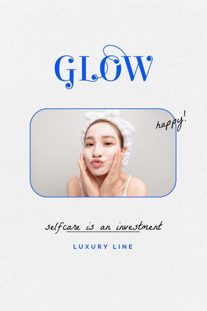 Platilla de diseño Skincare Ad with Girl in Cosmetic Face Mask Pinterest