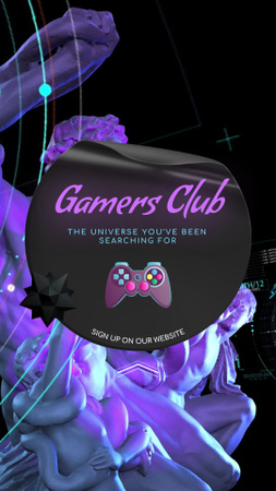 Template di design Promozione Gamers Club con controller di gioco Instagram Video Story