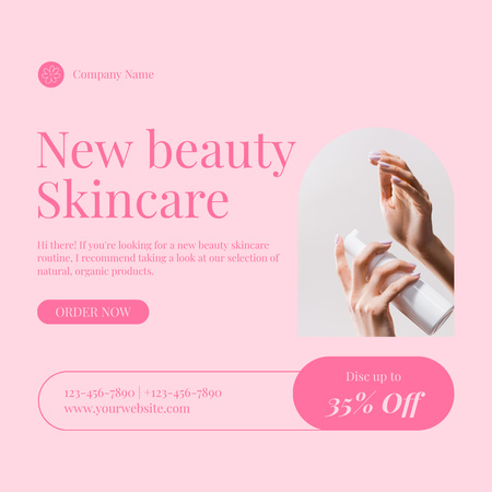 Új szépség- és bőrápoló termék Instagram AD tervezősablon