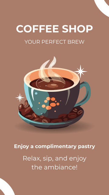 Mellow Coffee Offer With Complimentary Pastry Instagram Story Πρότυπο σχεδίασης