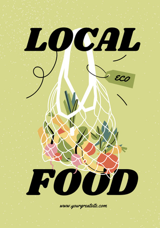 Szablon projektu Fruits and Vegetables in Eco Bag Poster 28x40in
