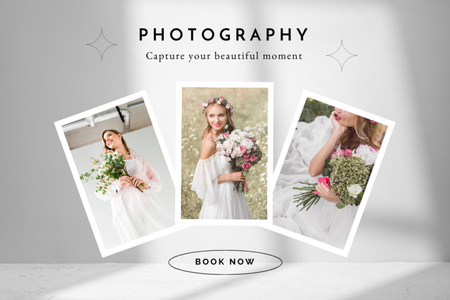 Wedding Photographer Services with Bride Postcard 4x6in Design Template