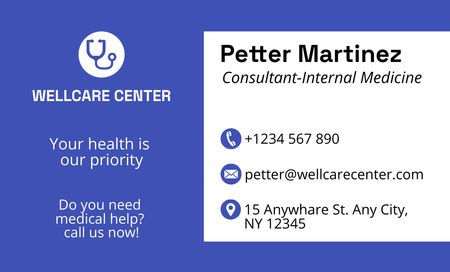 Medical Consultant Services Offer Business Card 91x55mm Design Template