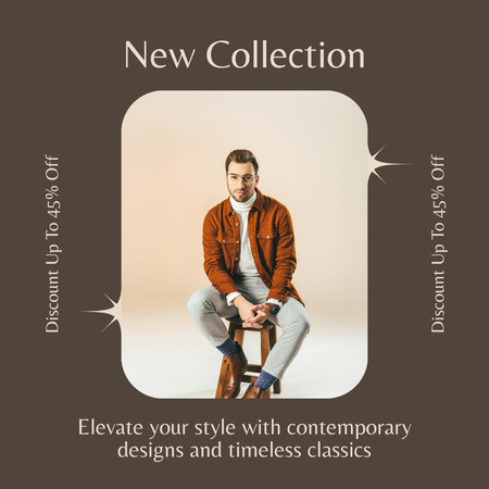moda koleksiyonu erkekler i̇çin reklam Instagram Tasarım Şablonu