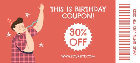 Birthday Discount Voucher on Red Coupon 3.75x8.25in Design Template