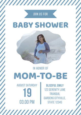 Ontwerpsjabloon van Poster van Babyshowerfeestje met zwangere vrouw