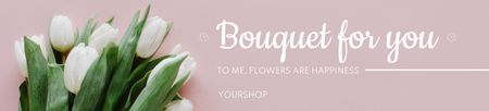 Tender Bouquet of White Tulips Ebay Store Billboard Design Template