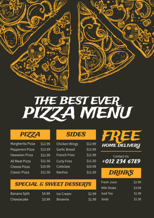 Designvorlage Bestes Pizzaangebot mit kostenlosem Versand für Menu