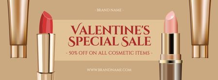 Valentine's Day Cosmetics Sale Facebook cover Design Template